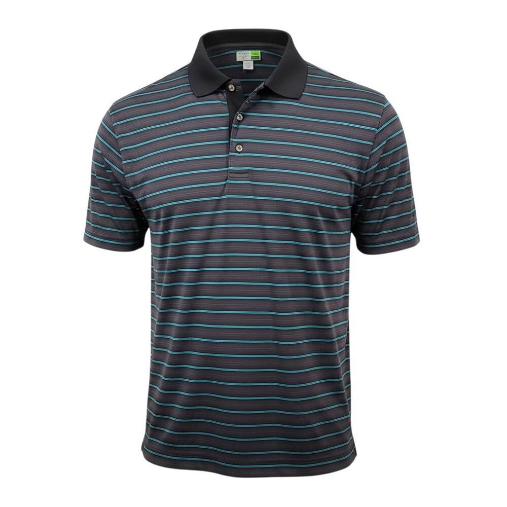 Links Edition Golf Polo Mens XL Gray Blue Striped Performance Shirt